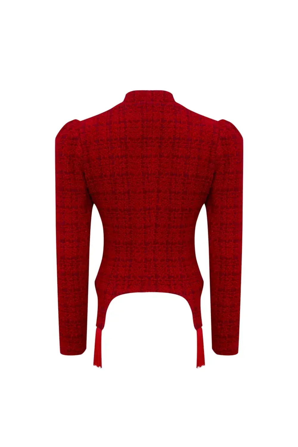Жакет с кисточками красный
