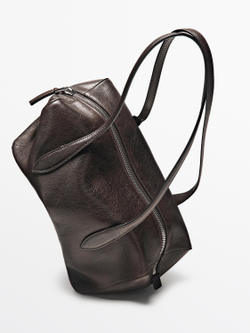 Massimo Dutti Сумка-мессенджер West из кожи наппа, коричневый