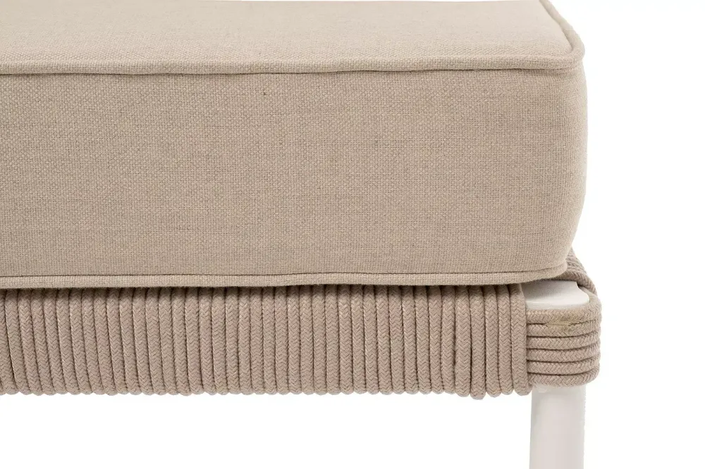 "Канны" модульная угловая лаунж-зона из роупа (веревки) со столом "Диего" (молочный), цвет бежевый