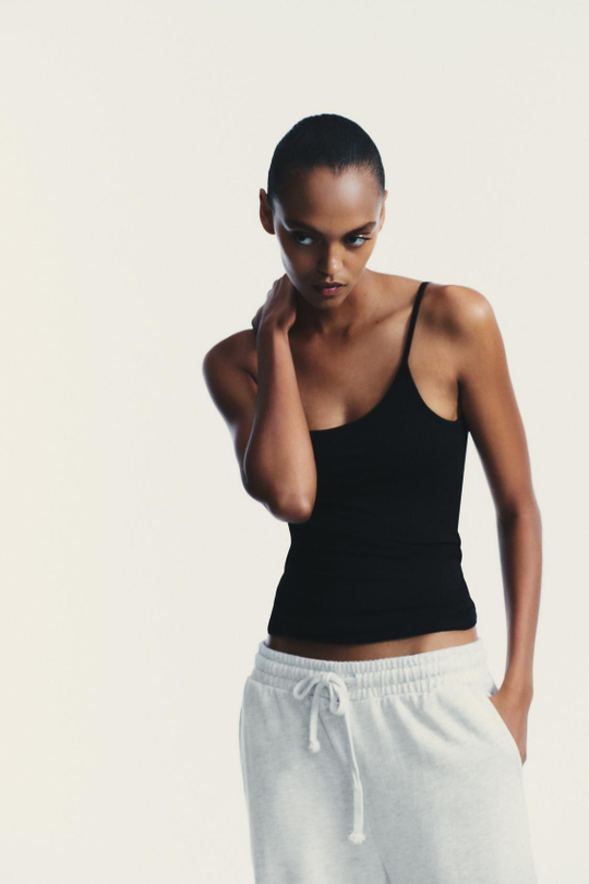 ZARA МАЙКА ИЗ ЛИОЦЕЛЛА, ЧЕРНЫЙ