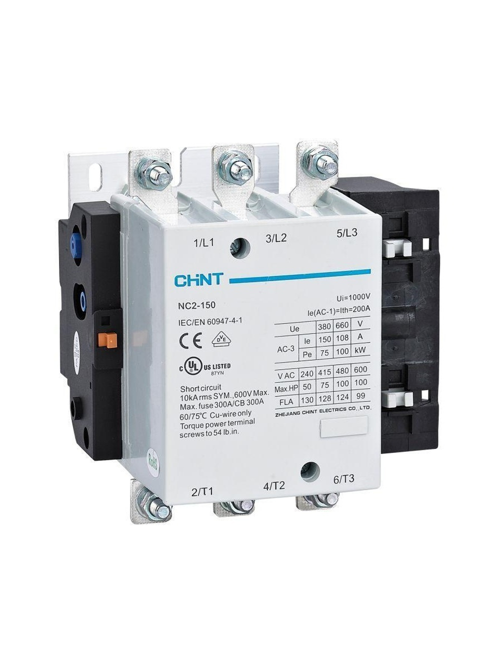 Контактор NC2-150 150А кат. 380-415В AC AC-3 (R) CHINT 671691