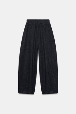 ZARA БРЮКИ BALLOON ИЗ МЯГКОЙ ТКАНИ В РУБЧИК, ТЕМНО-СЕРЫЙ