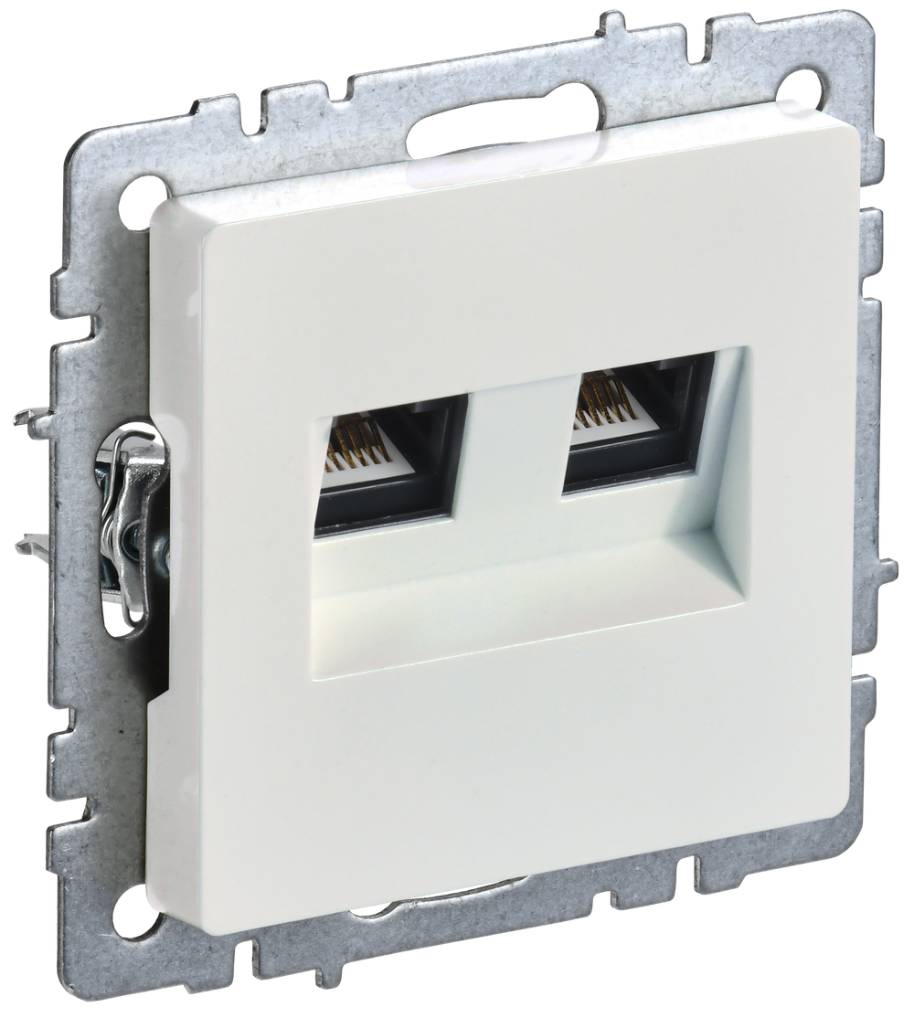 BRITE Розетка компьютерная двойная RJ45 кат.6 РК11-2-БрЖ жемчуг IEK