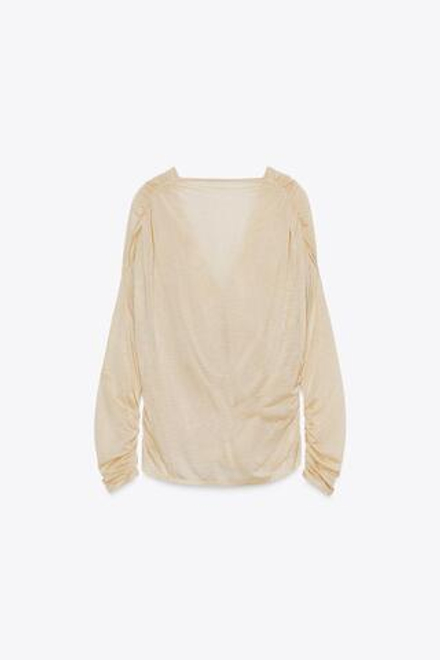 ZARA ТОП ДРАПИРОВАННЫЙ, КОСТЯНОЙ