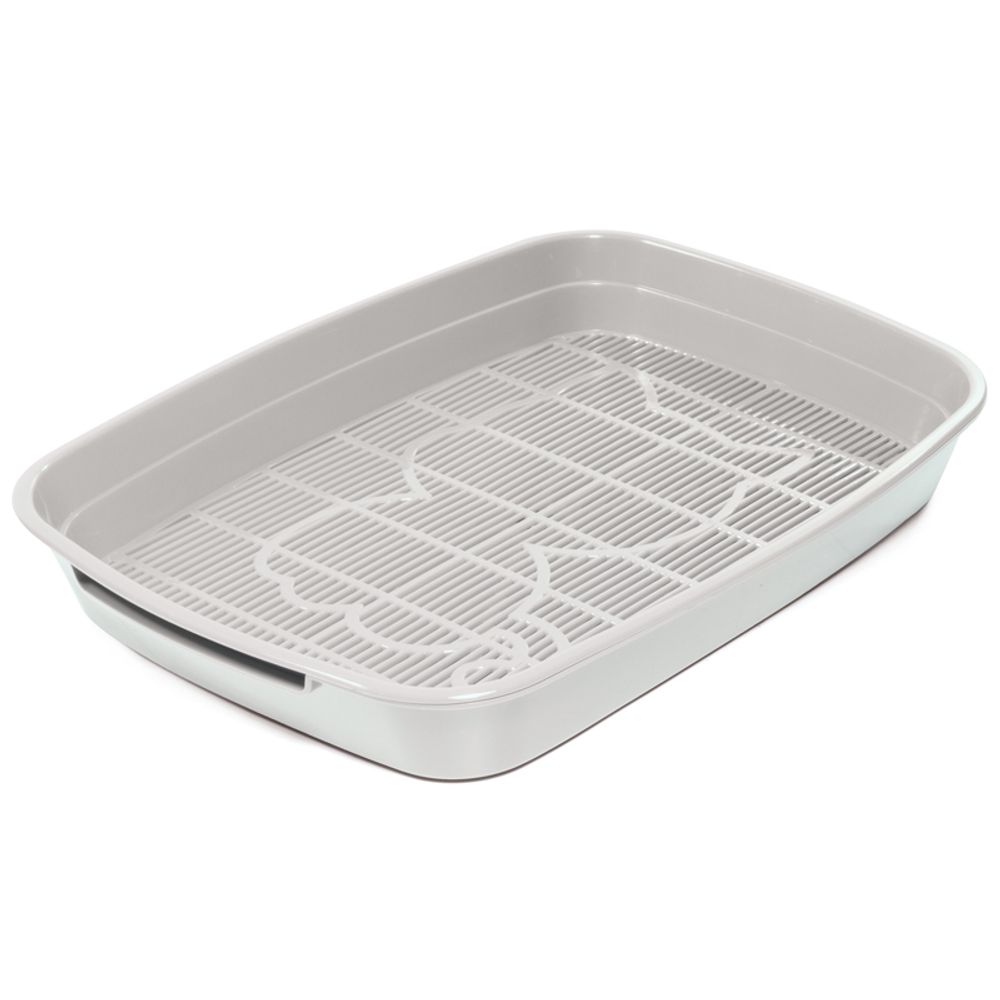 Туалет для кошек с сеткой малый "Леопольд", светло-серый, 340*260*50мм, Gamma