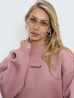 Свитшот женский оверсайз с начесом Розовая пудра