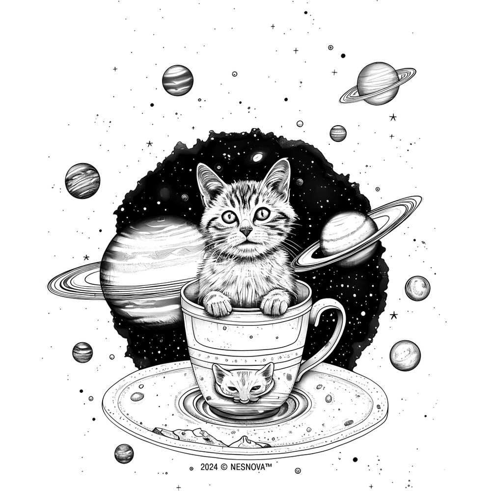 Кот в чашке. Космос. Планеты