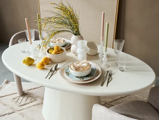 Стол обеденный Gabi микроцемент 160x90 белый