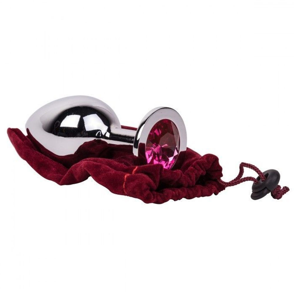 Большой стальной плаг с розовым кристаллом Pink Bubble Gum - 9,5 см. (Цвет: розовый)