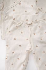 Боди кр.рукав и штанишки в рубчик, Сердечки