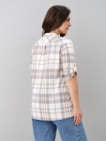 Блузка БЛ-131/клеткабеж-серебро