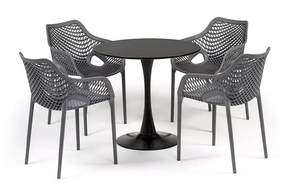 "Беллини" обеденная группа на 4 персоны, цвет темно-серый