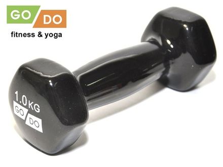 Гантель GO DO в виниловой оболочке.  Вес 1  кг.  (Чёрный)
