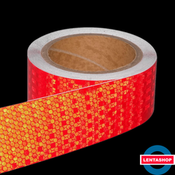 Красная светоотражающая лента 50 мм х 10 м