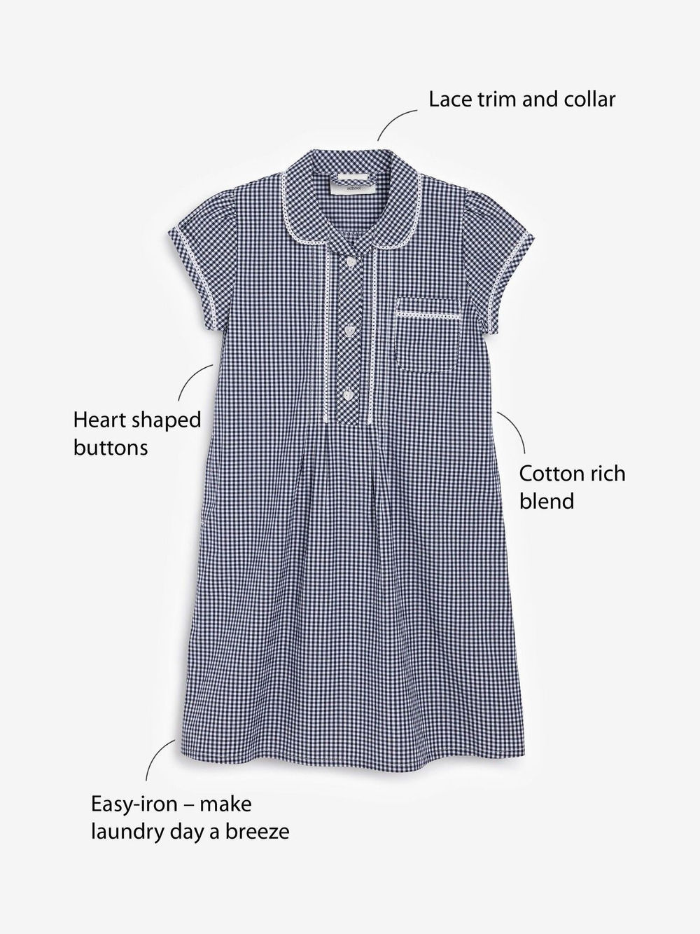 Платье школьное для девочки Next 819-799, Черный, Белый