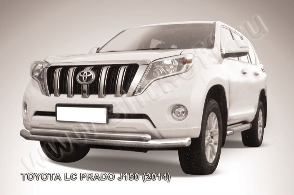 Защита переднего бампера (нержавейка) Toyota Land Cruiser Prado J150 (2013-2017) d76+d57