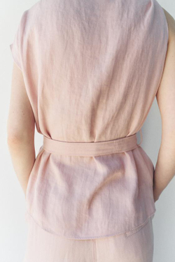 ZARA АСИММЕТРИЧНЫЙ ТОП, ПАСТЕЛЬНО-РОЗОВЫЙ