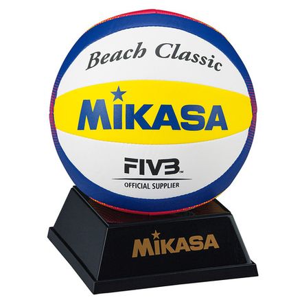 Мяч вол. пляжн. сув. MIKASA BV1.550C р.1, диам. 15 см, синт. кожа ПВХ, бело-желто-синий