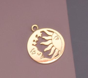 Подвеска солнце-месяц 14 мм позолота