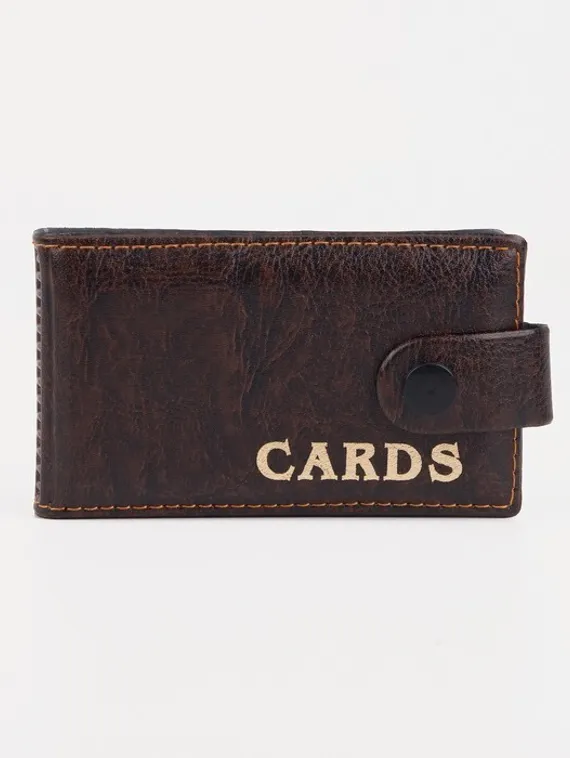 Визитница на кнопке, 18 листов, цвет коричневый