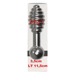 Серебристая пробка MH T1 с вибрацией и рёбрами - 11,5 см. (Цвет: серебро)