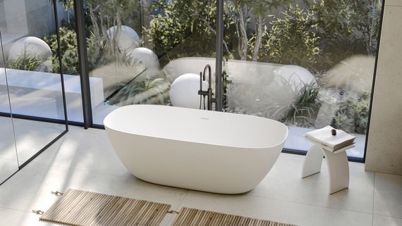 Ванна из искусственного камня ABBER Stein AS9612-1.7 белая матовая