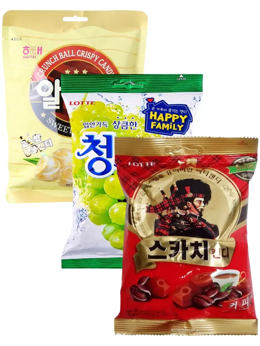 Леденцовая карамель Арахис, Виноград, Кофе ассорти 3 шт