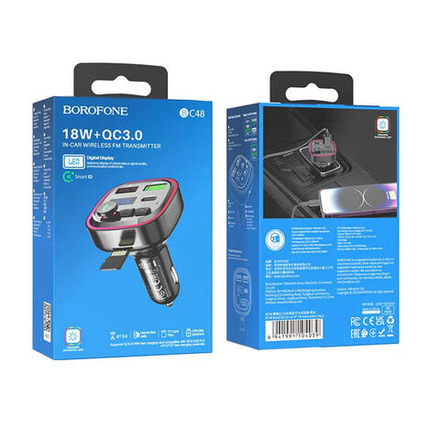 FM модулятор (трансмиттер) автомобильный BOROFONE BC48 Broad QC3.0 BT/USB/SD/FM