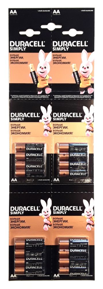 Duracell Щелочной элемент АА 1,5V 16шт (отрывные по 4шт)