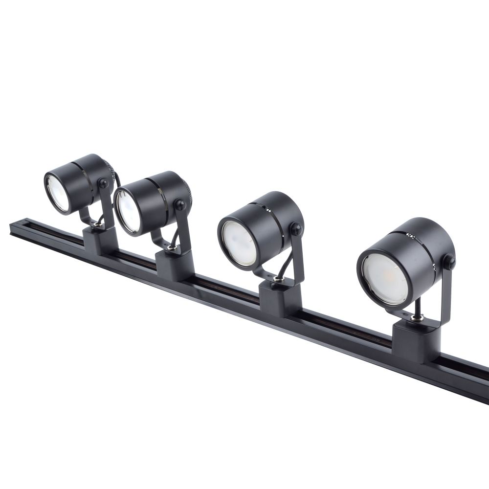 UBL-Q321 GU10-K BLACK SET41 Светильник-прожектор трековый. в составе набора из 4шт. на шинопроводе 1м. с коннектором. Под лампу GU10. Корпус черный. ТМ Volpe