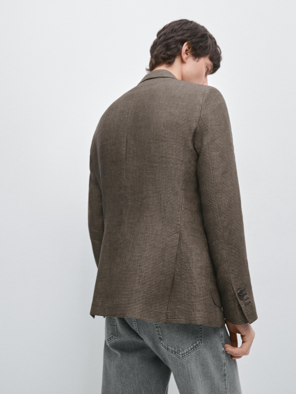 Massimo Dutti Льняной блейзер с карманами, охра