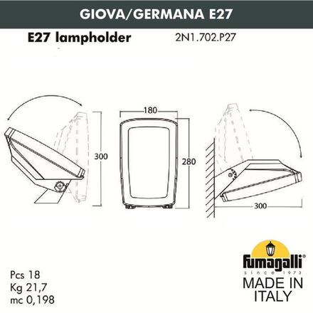 Уличное бра FUMAGALLI GIOVA/GERMANA 2N1.702.000.AYF1R