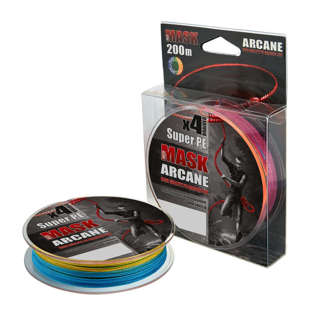 Плетеный шнур AKKOI MaskArcane X4-200 (multi color) d0,16mm MA4MC/200-0,16