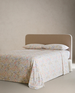 Zara Home - Простыня с изображением цветов, белый, 240x280 см
