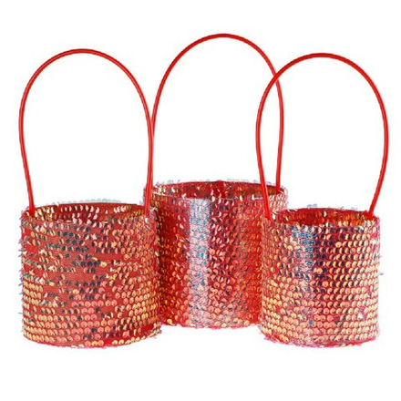 Набор/3шт "Классик" D16xH14см-D12xH12см с ручкой (Золотой-красный)