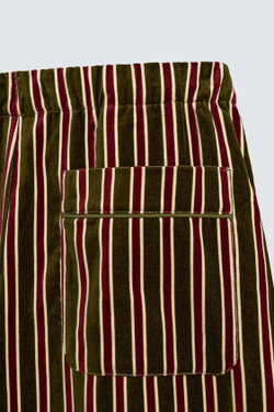 ZARA БРЮКИ В КОНТРАСТНУЮ ПОЛОСКУ ИЗ ВЕЛЬВЕТА - LIMITED EDITION, ЗЕЛЕНЫЙ