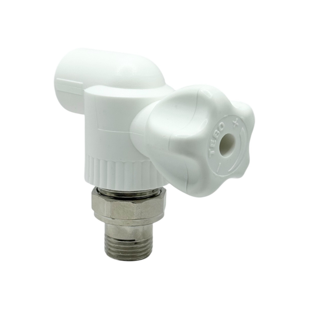 Кран шаровой угловой радиаторный полипропиленовый TEBO 20x1/2"