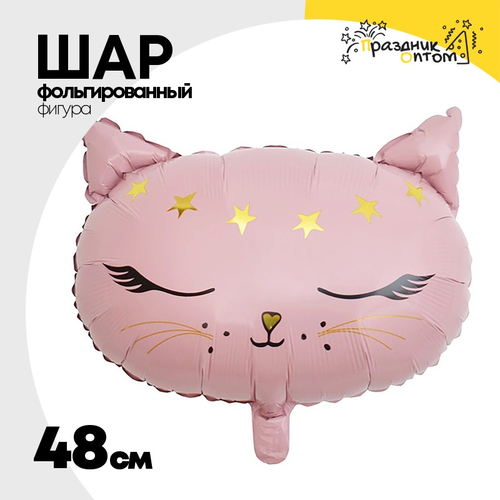 Шар Фольгированный Кошка голова розовая (Розовый)