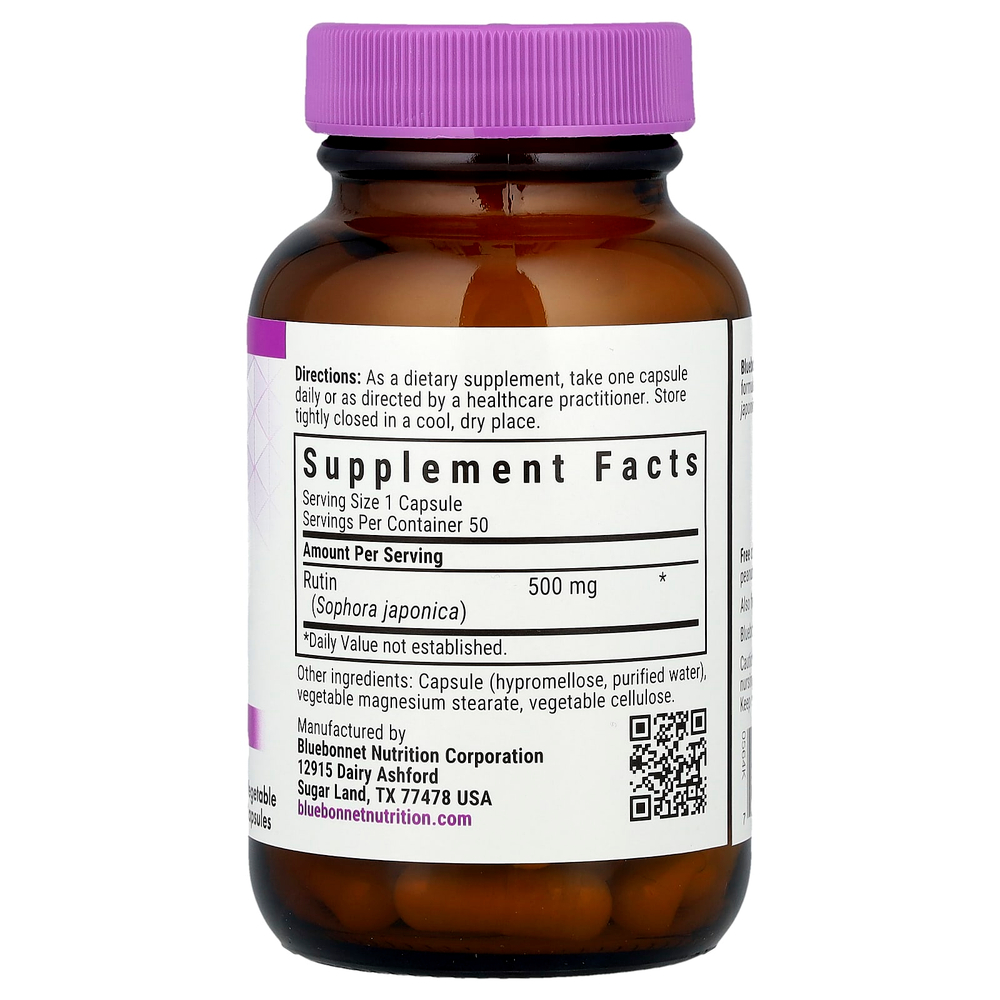 Bluebonnet Nutrition, рутин, 500 мг, 50 растительных капсул