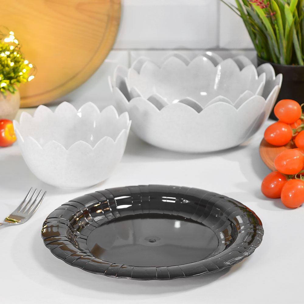 Набор салатников 4шт "Basilic", белый мрамор