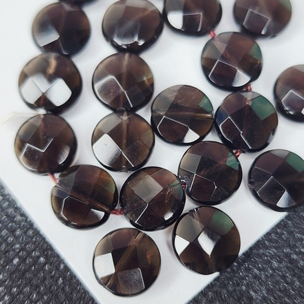 Дымчатый кварц (раухтопаз), монетка огранка, 10мм, штучно