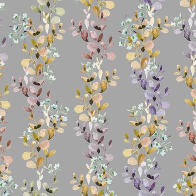 Веточки яблони, вишни, цветов. Watercolor seamless botanical pattern design.