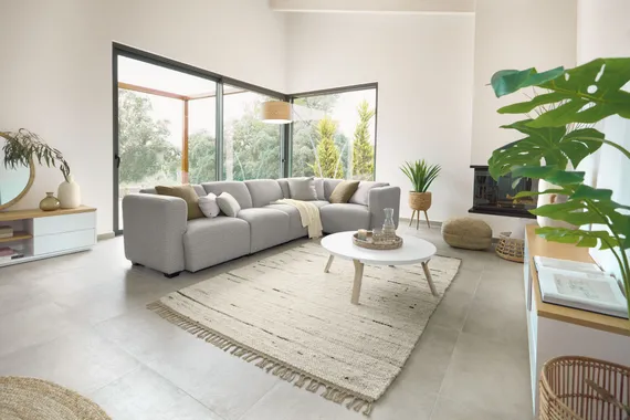 Тумба под ТВ Abilen шпон дуба и белый лак 200 x 44 cm