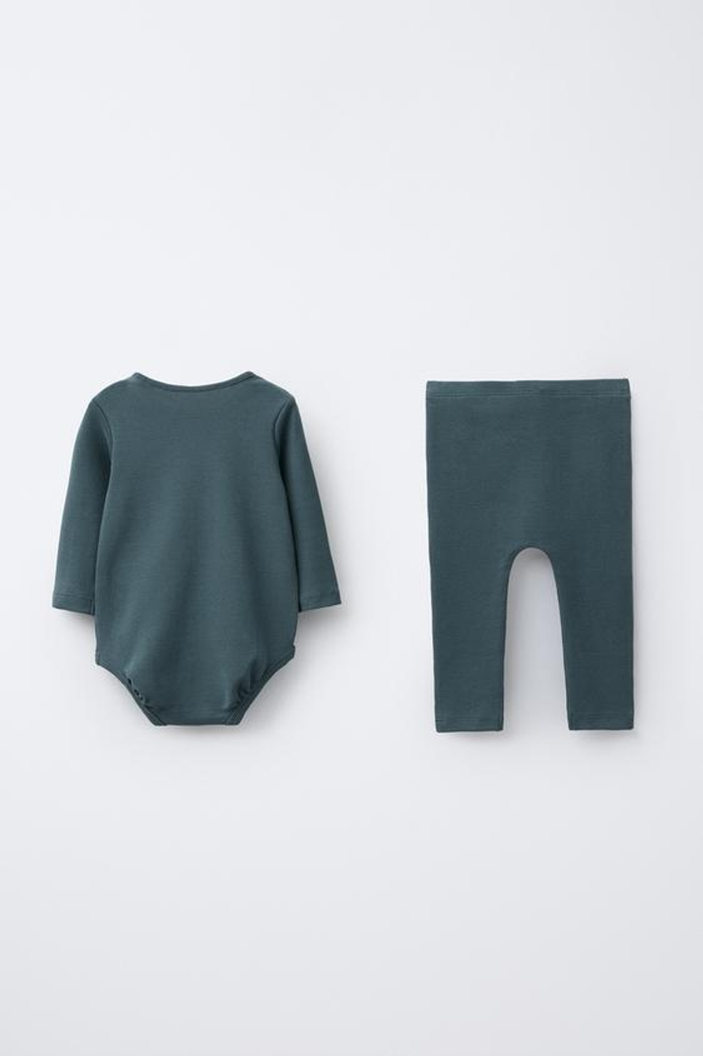 ZARA КОМПЛЕКТ ИЗ БОДИ И ЛЕГГИНСОВ С ВЫШИВКОЙ "ОВЕЧКА", НЕФТЯНОЙ