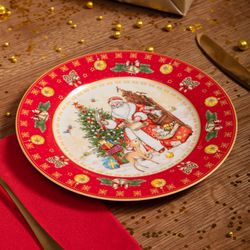 ТАРЕЛКА ЗАКУСОЧНАЯ LEFARD "ДЕД МОРОЗ" 20,5 СМ КРАСНАЯ (КОР=18ШТ.)