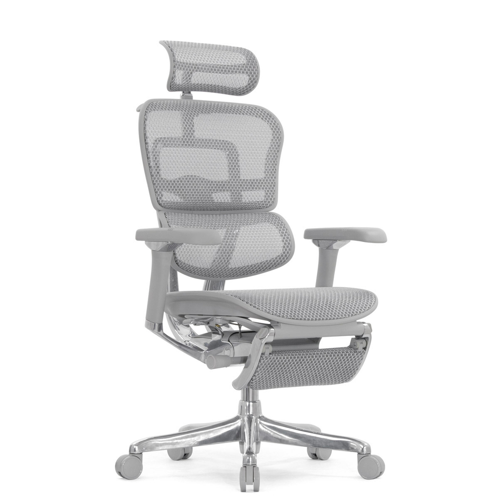 Кресло FALTO Ergohuman Luxury 2 с подножкой ( серый каркас /сетка светлаяT-168-B2 Natural)