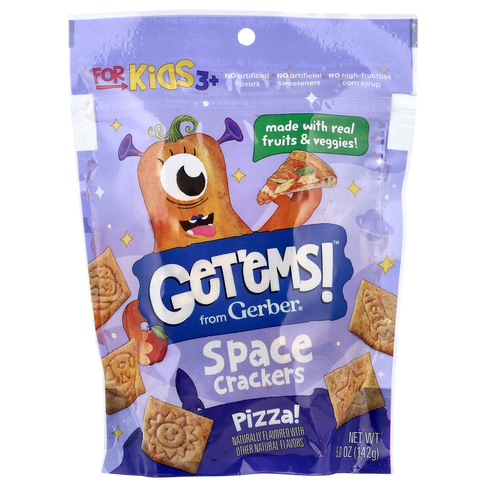 Gerber, Get'ems! ™, космические крекеры, для детей от 3 лет, пицца, 142 г (5 унций)