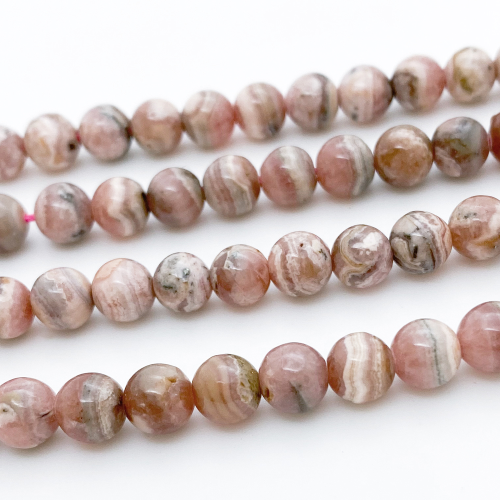 Бусины Родохрозит, диаметр 5,9-6,3 мм, цена за 16 шт (1/4 нити)