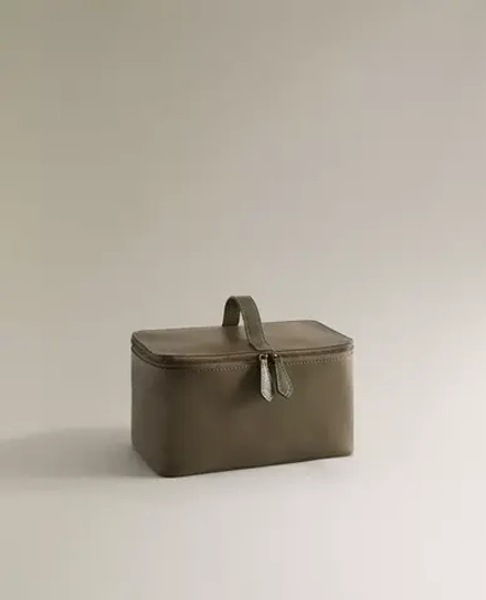 ZARA HOME БОЛЬШОЙ КОЖАНЫЙ НЕСЕССЕР, ХАКИ
