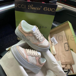 Комбинированные кроссовки Gucci GG (Гуччи) на толстой массивной подошве